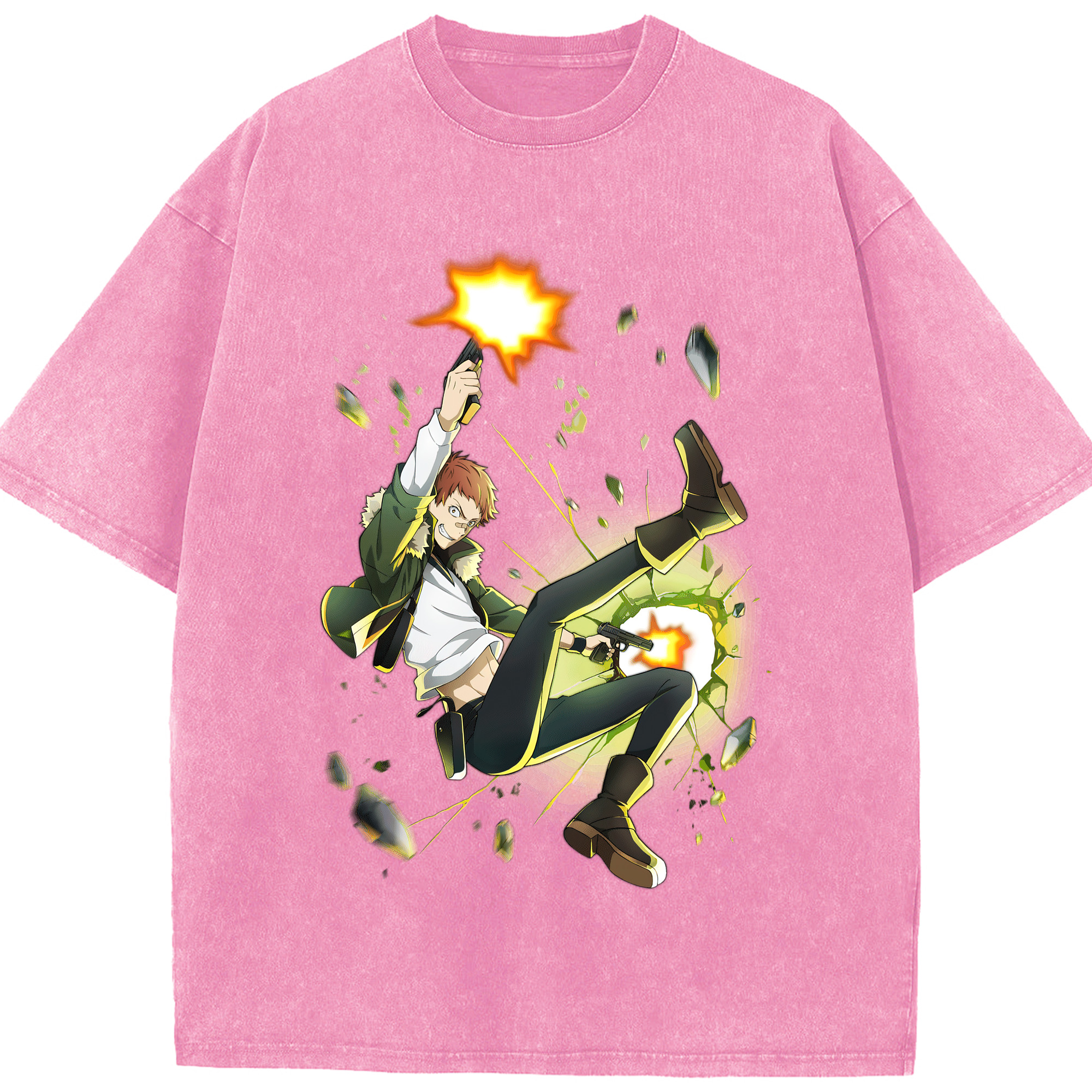 （画像用） 文豪ストレイドッグス Bungo Stray Dogs 綿100% ヴィンテージ風 半袖Tシャツ（フロントプリント）